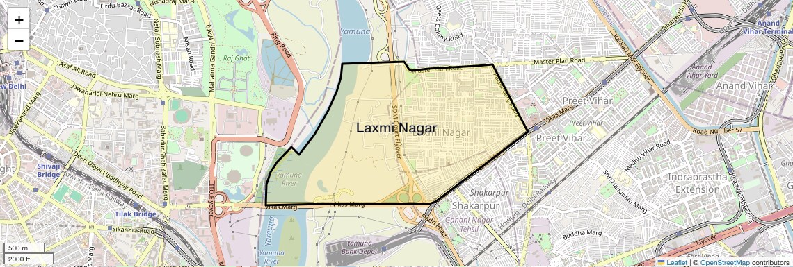 Location Map of Laxmi Nagar, Delhi