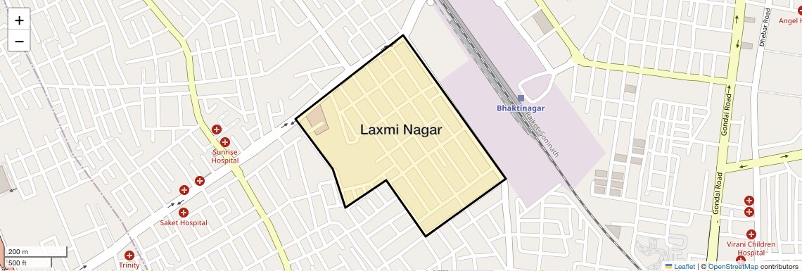 Location Map of Laxmi Nagar, Rajkot