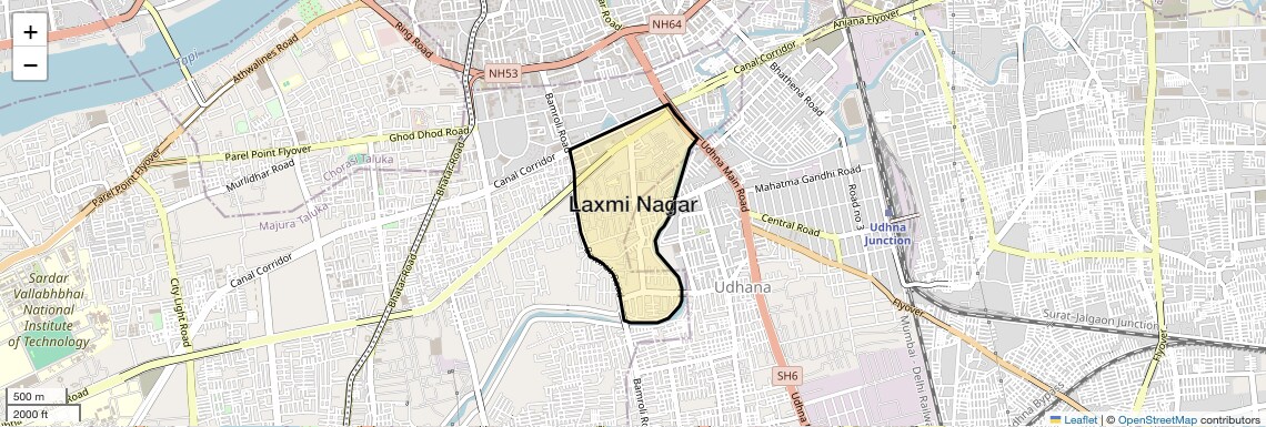 Location Map of Laxmi Nagar, Surat