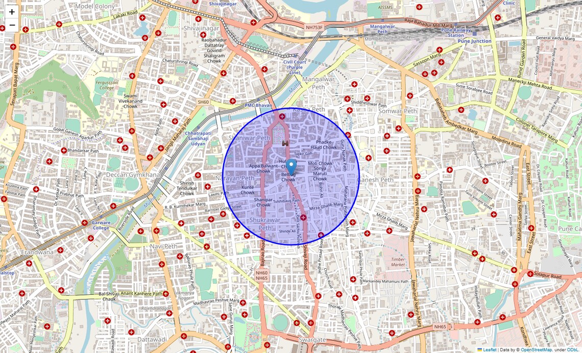 Location Map of Laxmi Road, Pune