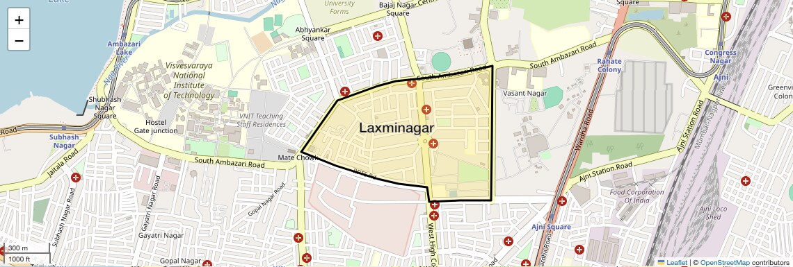 Location Map of Laxminagar, Nagpur