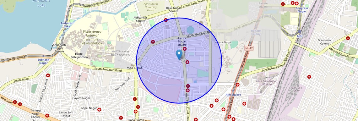 Location Map of Laxminagar, Nagpur