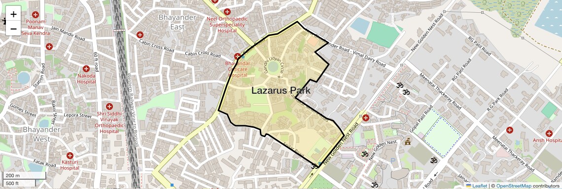 Location Map of Lazarus Park, Thane