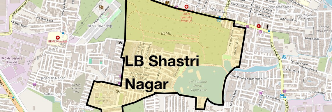 Location Map of LB Shastri Nagar, Bangalore