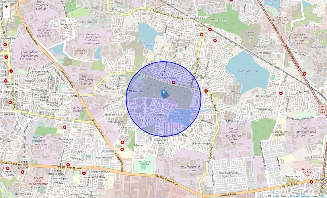 Location Map of LB Shastri Nagar, Bangalore