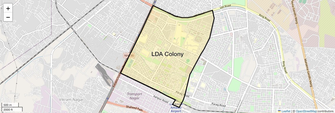 Location Map of LDA Colony, Lucknow