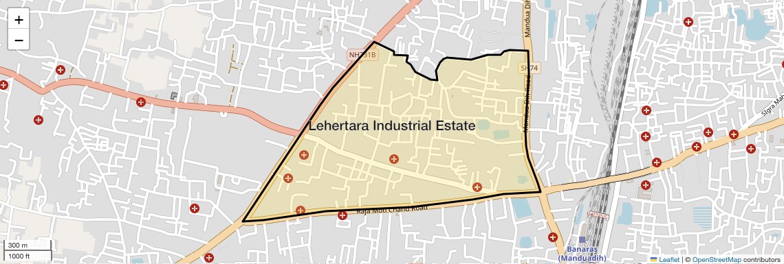 Location Map of Lehertara Industrial Estate, Varanasi