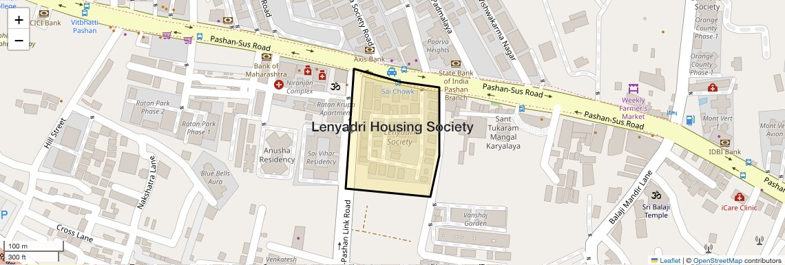 Location Map of Lenyadri Housing Society, Pune