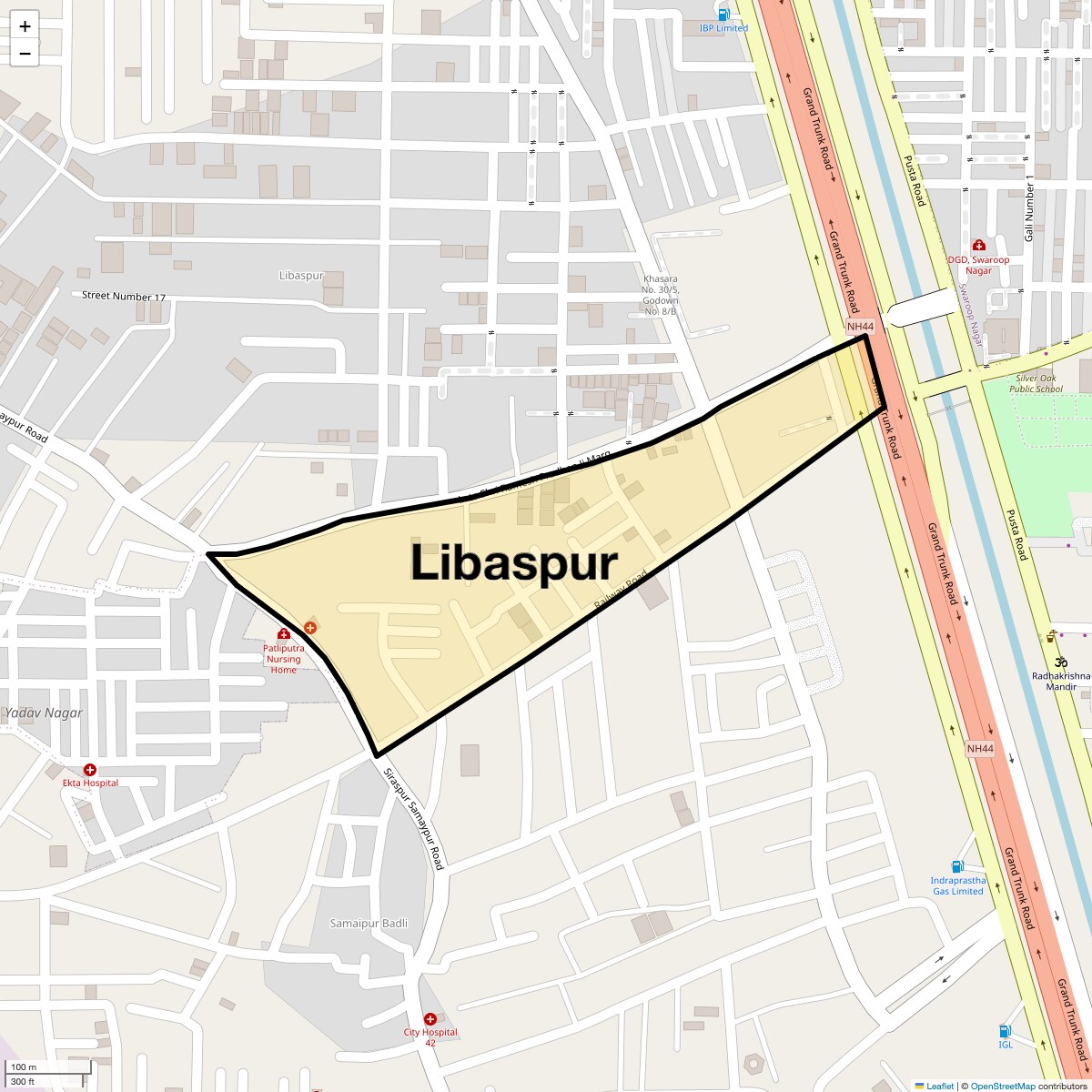 Location Map of Libaspur, Delhi