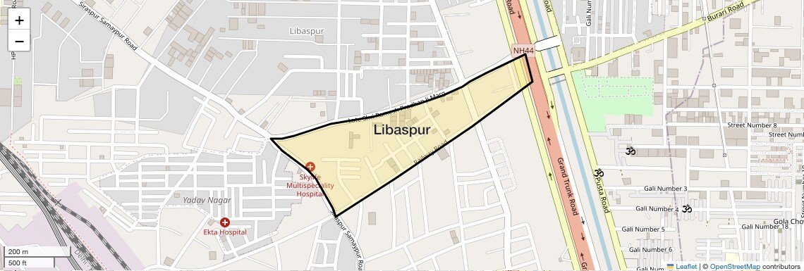 Location Map of Libaspur, Delhi