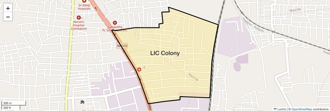 Location Map of LIC Colony, Coimbatore