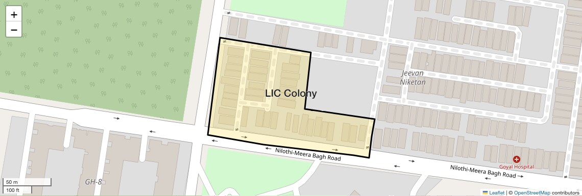 Location Map of LIC Colony, Delhi
