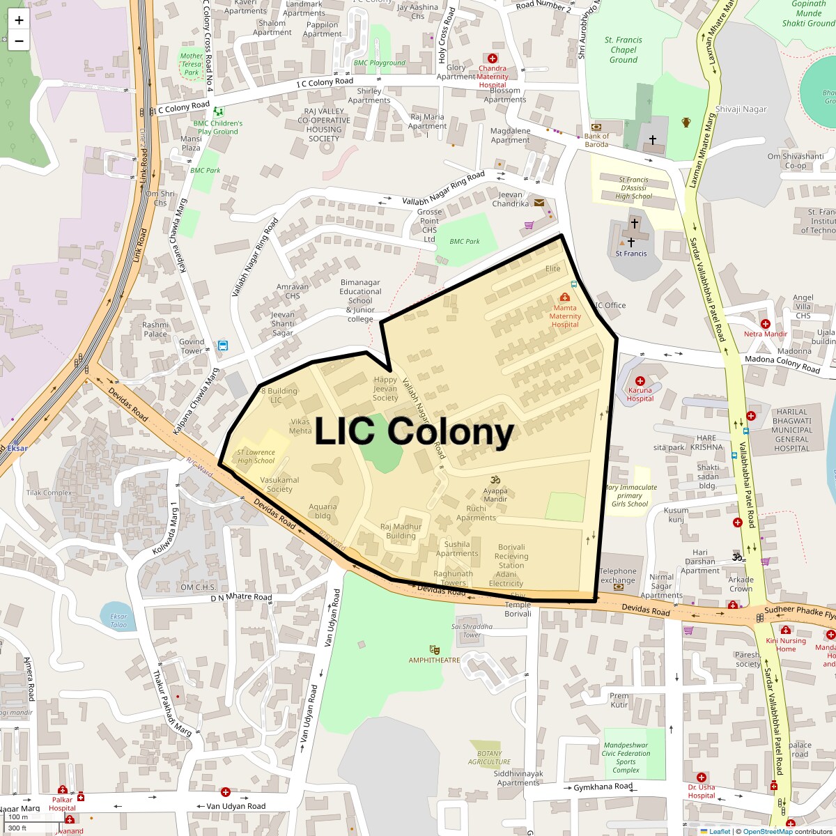 Location Map of Lic Colony, Mumbai
