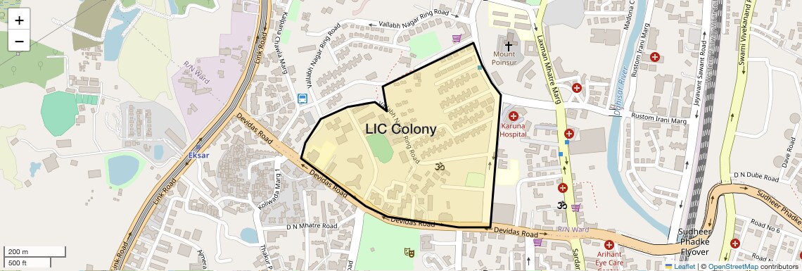 Location Map of LIC Colony, Mumbai