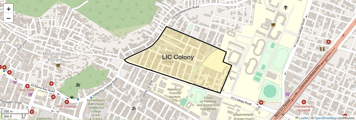 Location Map of LIC Colony, Vijayawada