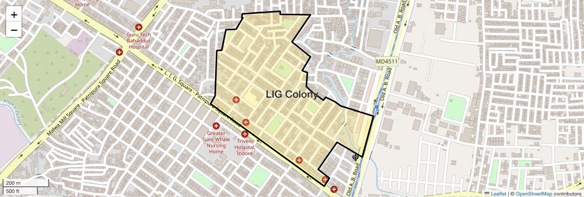 Location Map of LIG Colony, Indore