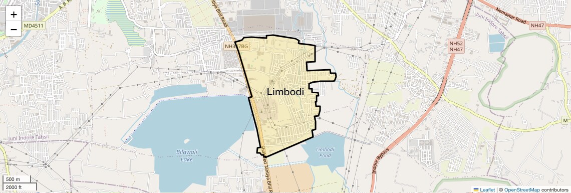 Location Map of Limbodi, Indore