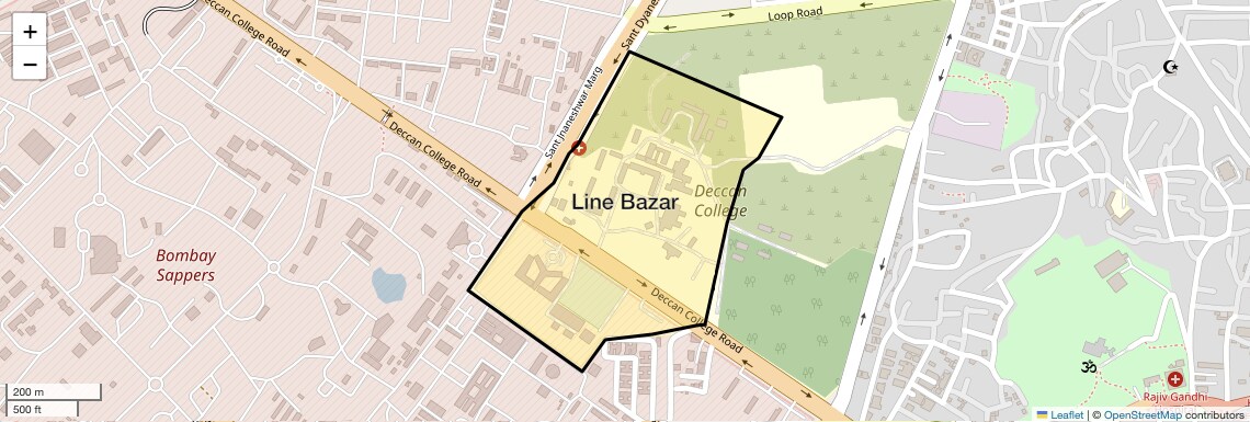 Location Map of Line Bazar, Pune