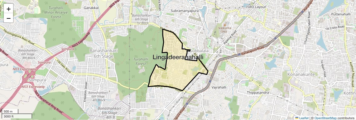 Location Map of Lingadeeranahalli, Bangalore