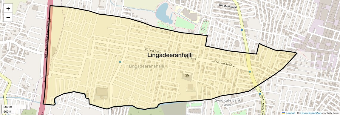 Location Map of Lingadeeranhalli, Bangalore