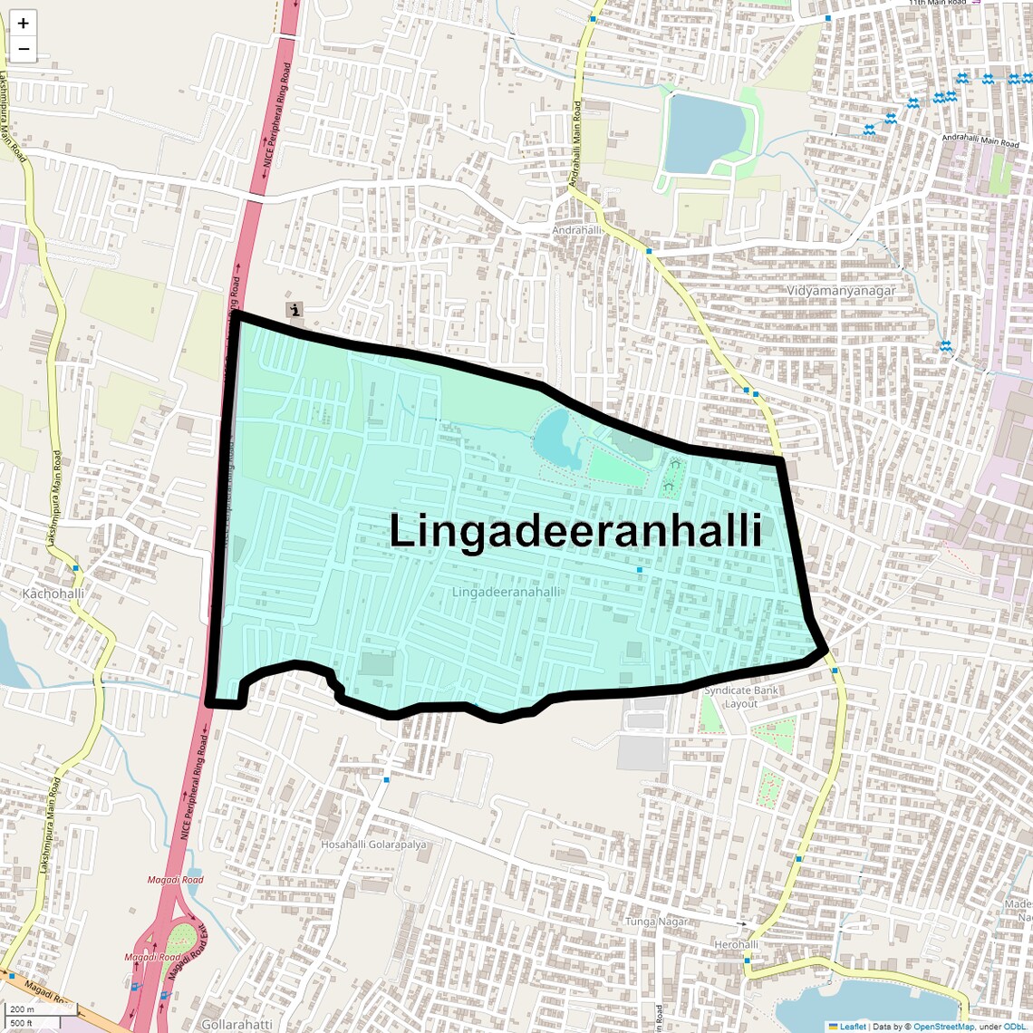 Location Map of Lingadeeranhalli, Bangalore