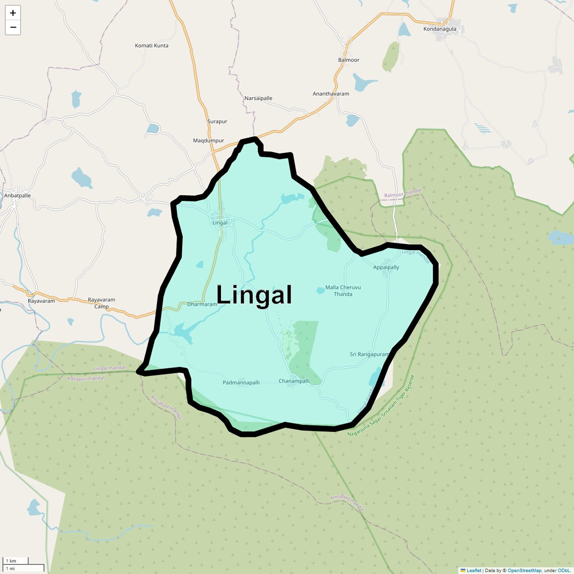 Location Map of Lingal, Hyderabad