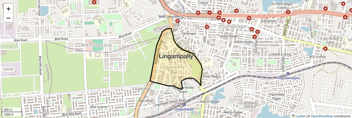 Location Map of Lingampally, Hyderabad
