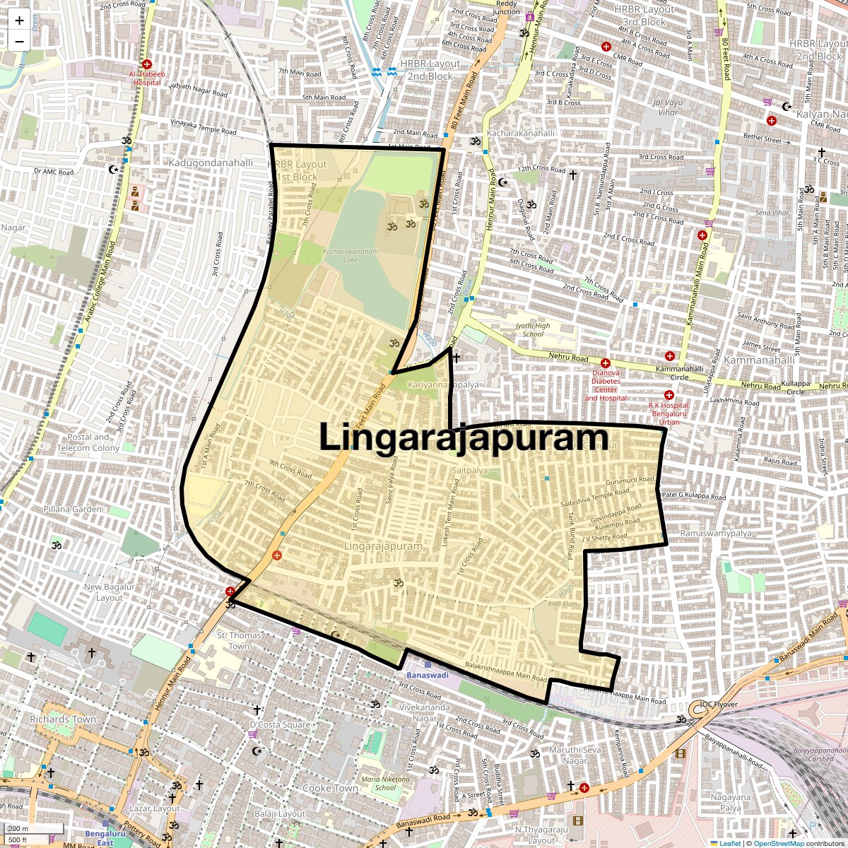 Location Map of Lingarajapuram, Bangalore