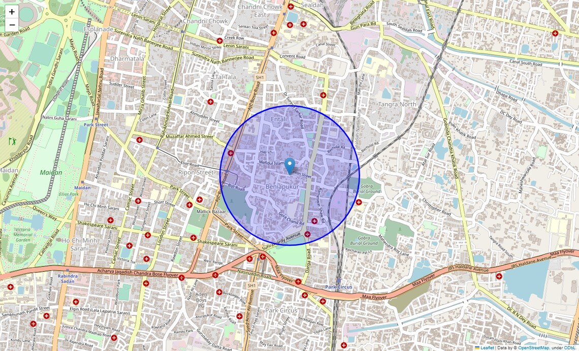 Location Map of Linton Street, Kolkata