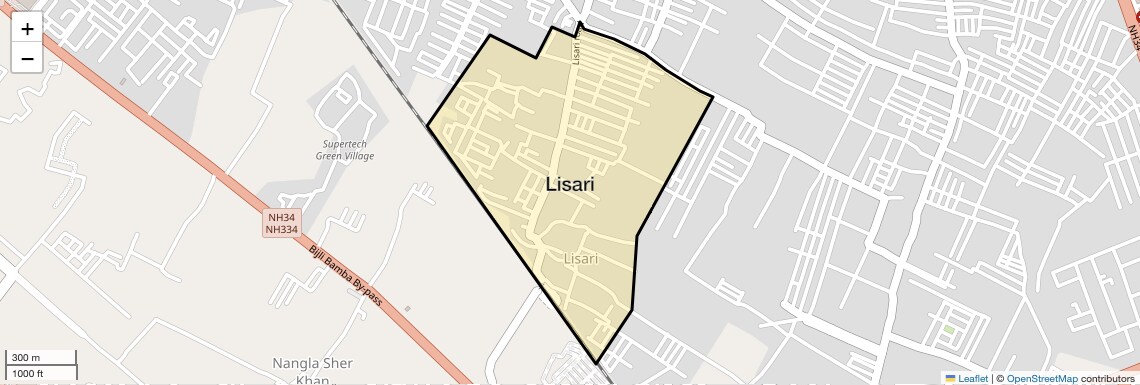 Location Map of Lisari, Meerut