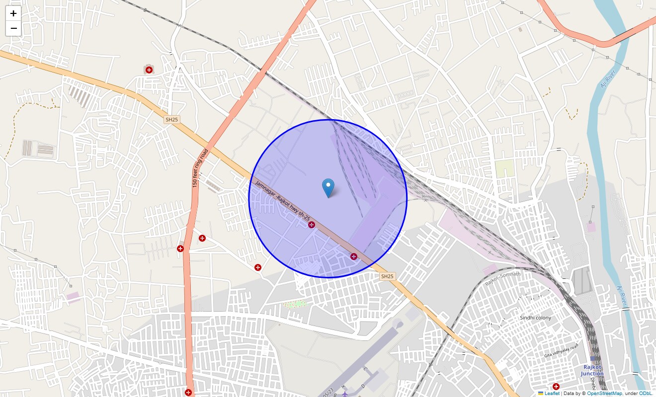 Location Map of Loco Colony Railway Quarters, Rajkot