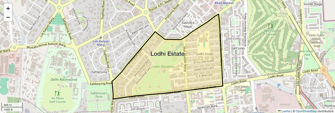 Location Map of Lodhi Estate, Delhi