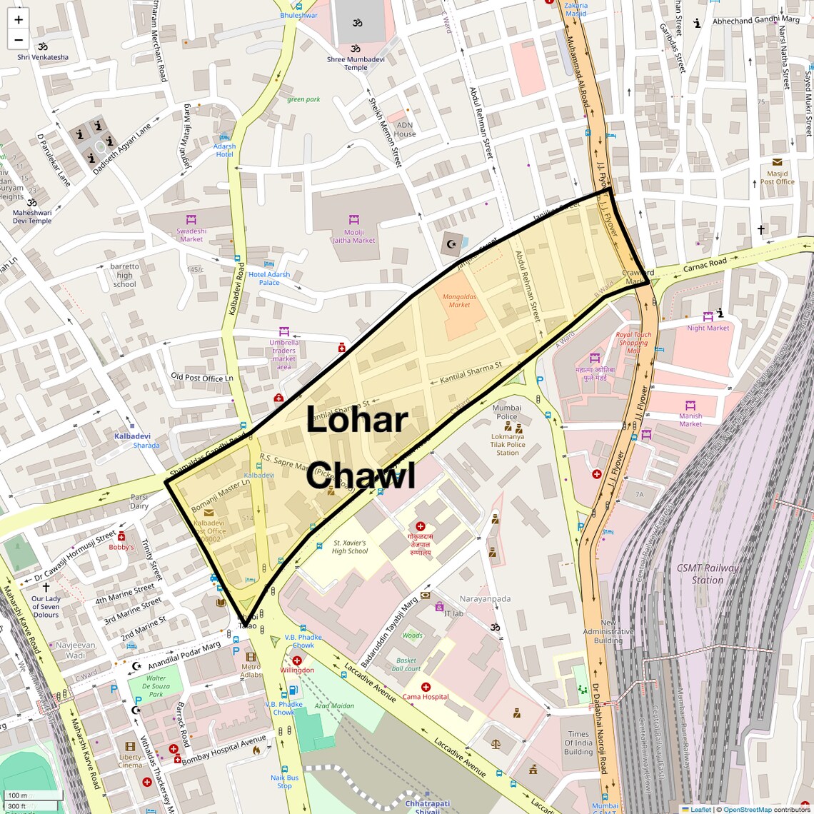 Location Map of Lohar Chawl, Mumbai