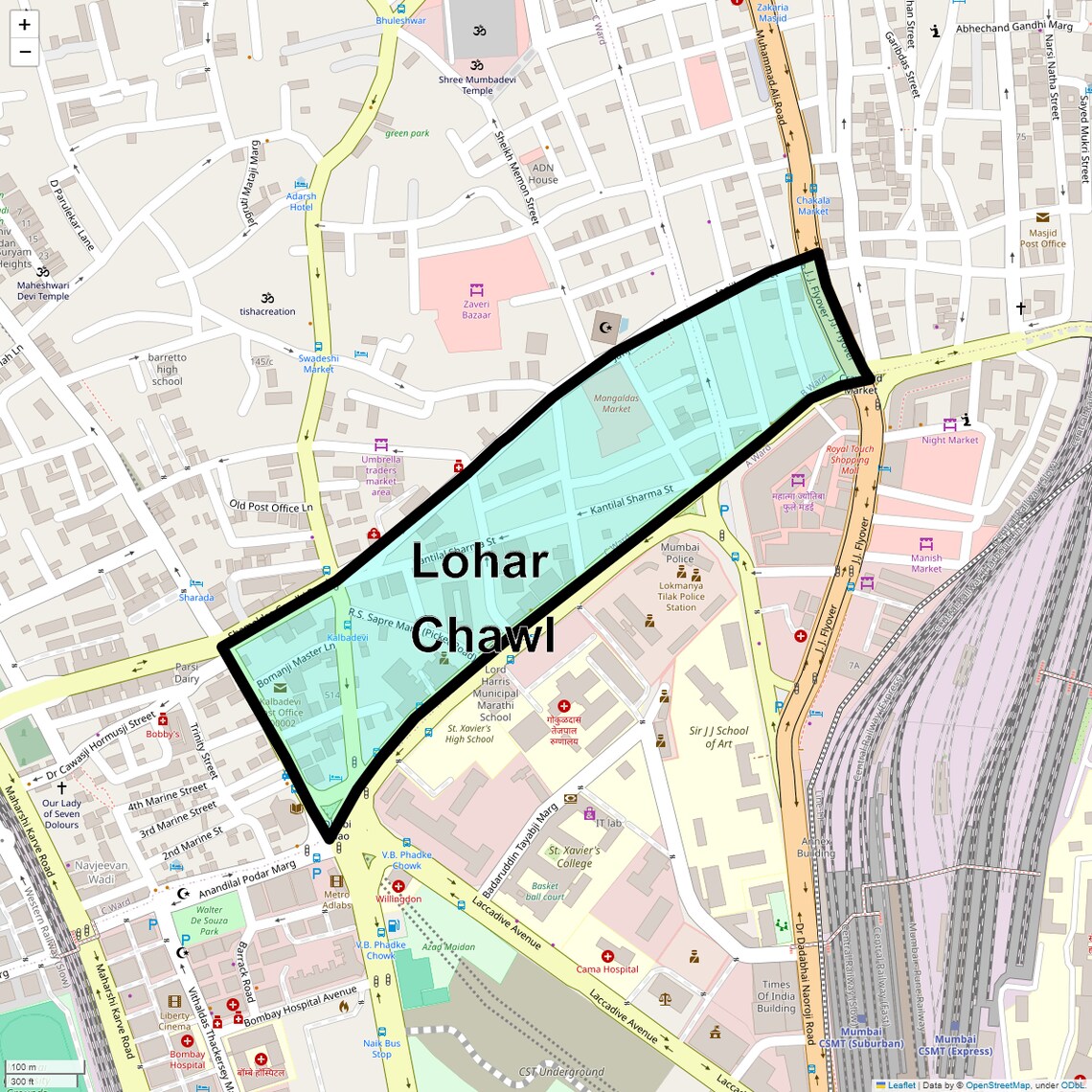 Location Map of Lohar Chawl, Mumbai
