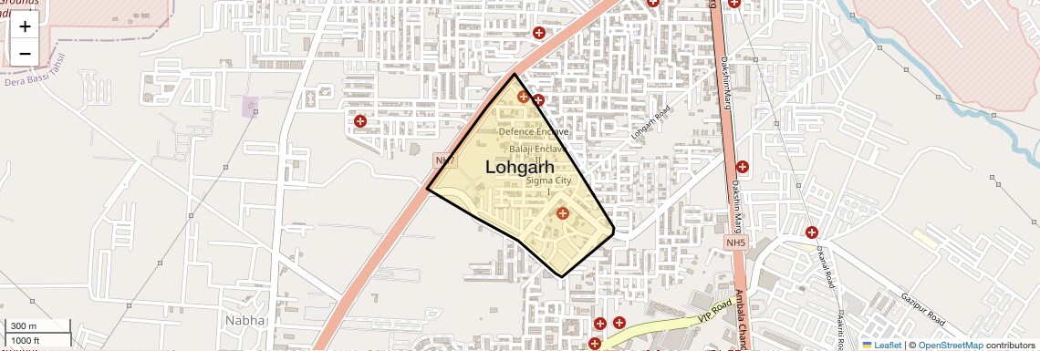 Location Map of Lohgarh, Zirakpur
