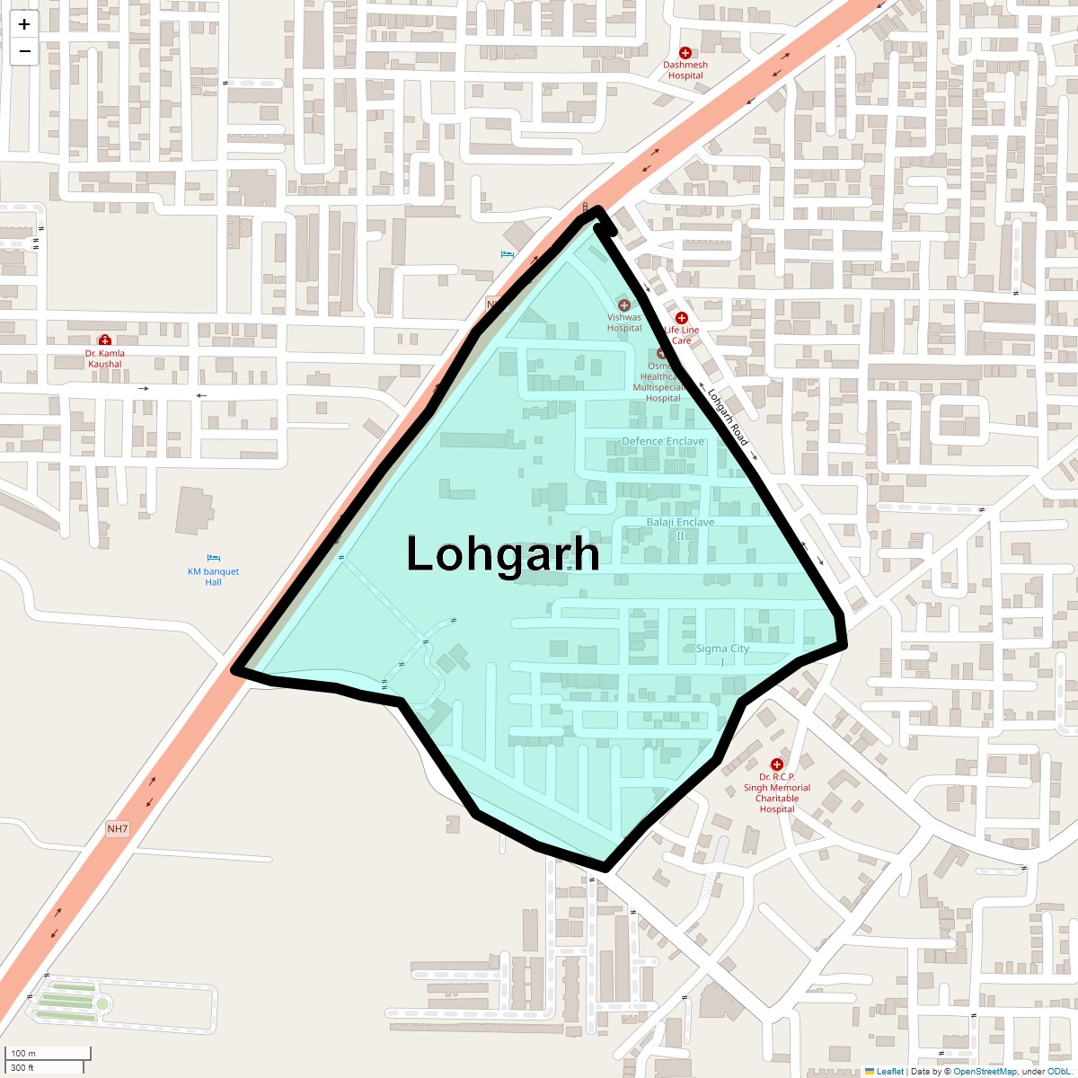 Location Map of Lohgarh, Zirakpur