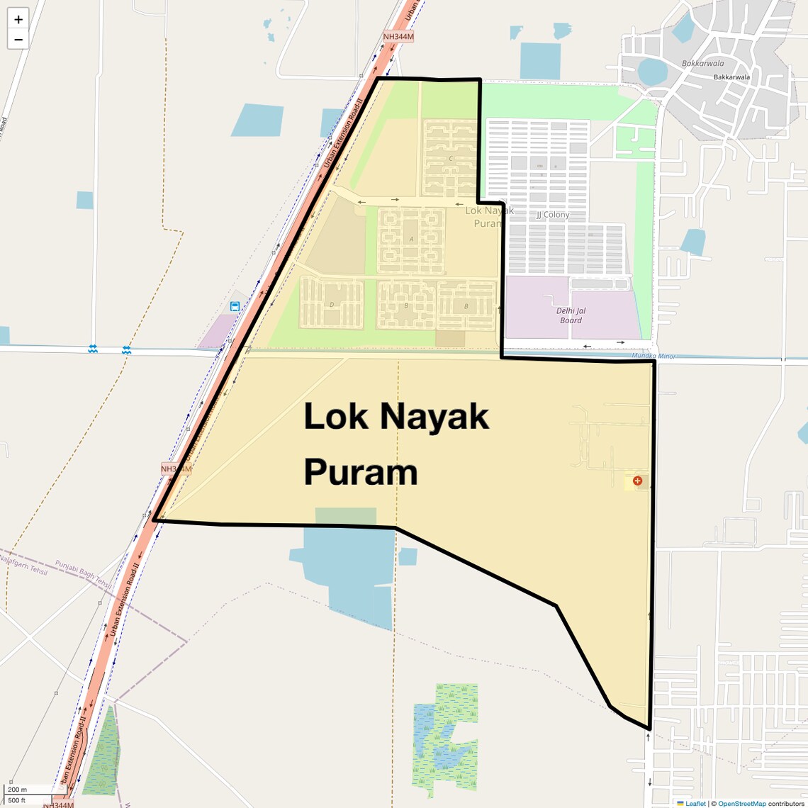 Location Map of Lok Nayak Puram, Delhi