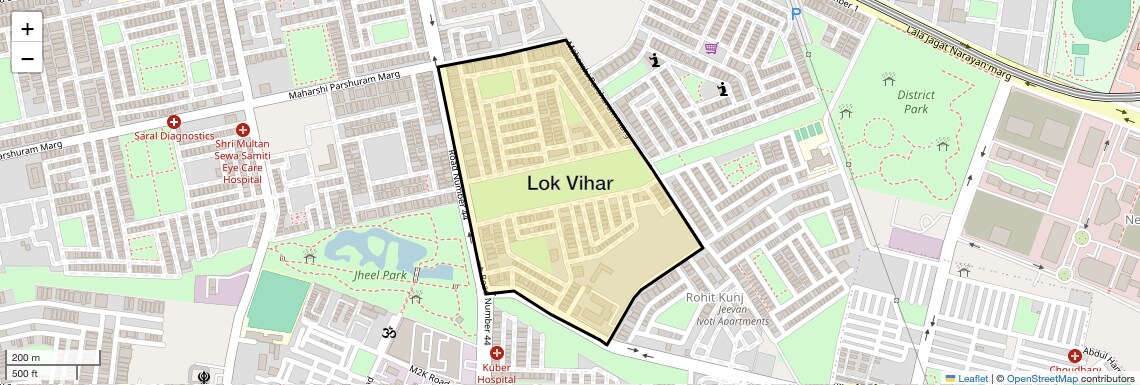 Location Map of Lok Vihar, Delhi