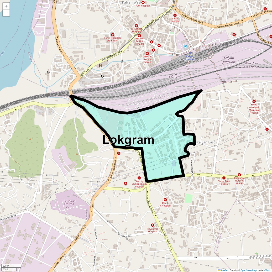 Location Map of Lokgram, Thane