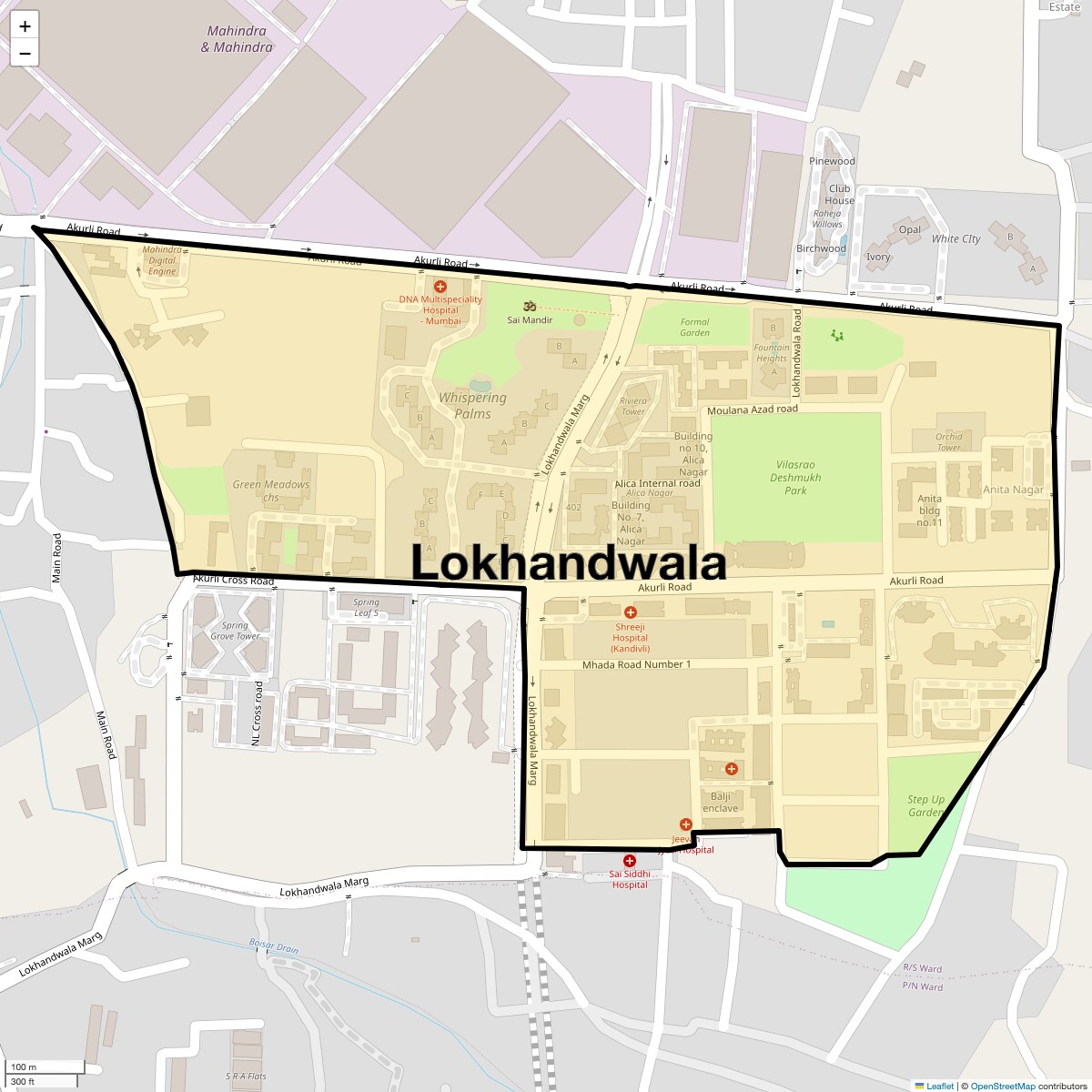 Location Map of Lokhandwala, Mumbai