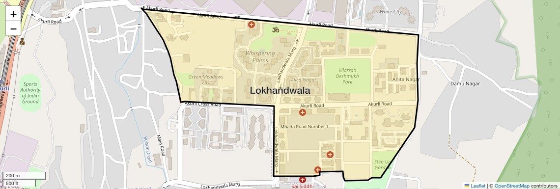 Location Map of Lokhandwala, Mumbai