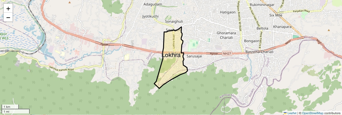 Location Map of Lokhra, Guwahati