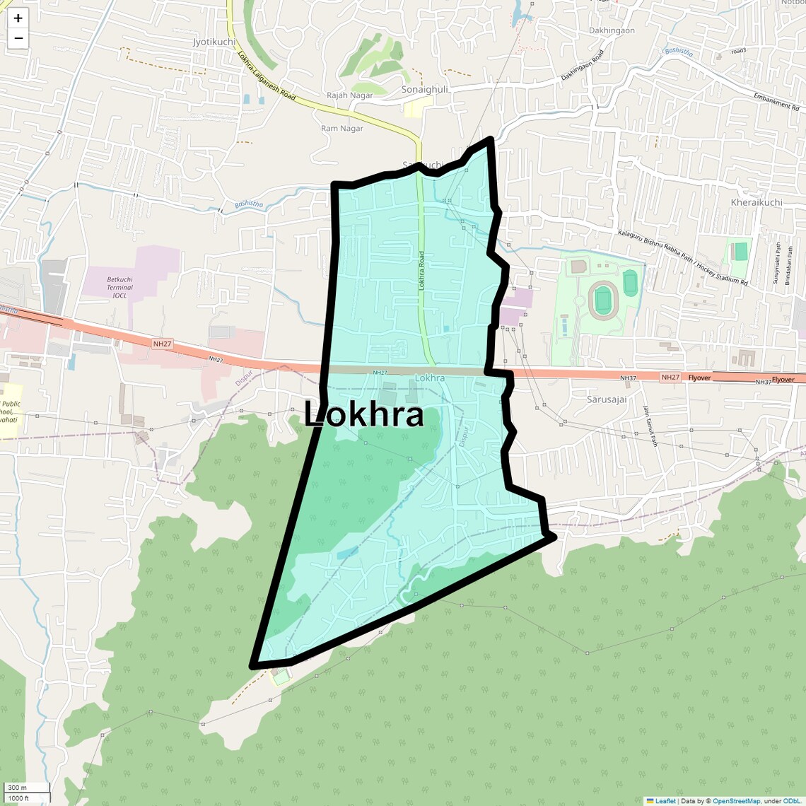 Location Map of Lokhra, Guwahati