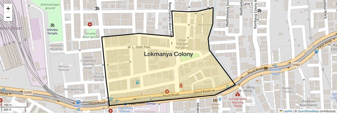Location Map of Lokmanya Colony, Pune