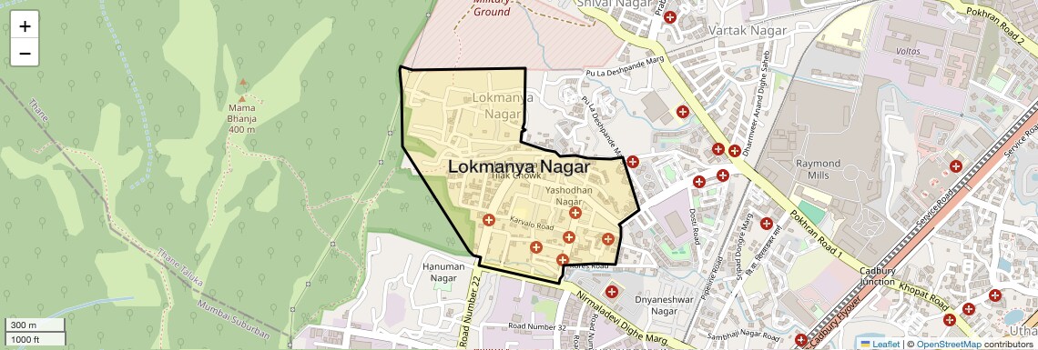Location Map of Lokmanya Nagar, Thane