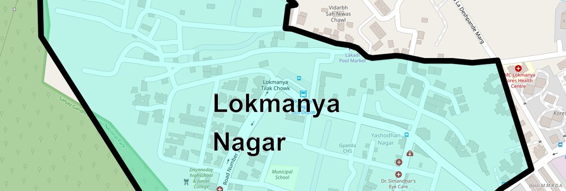 Location Map of Lokmanya Nagar, Thane