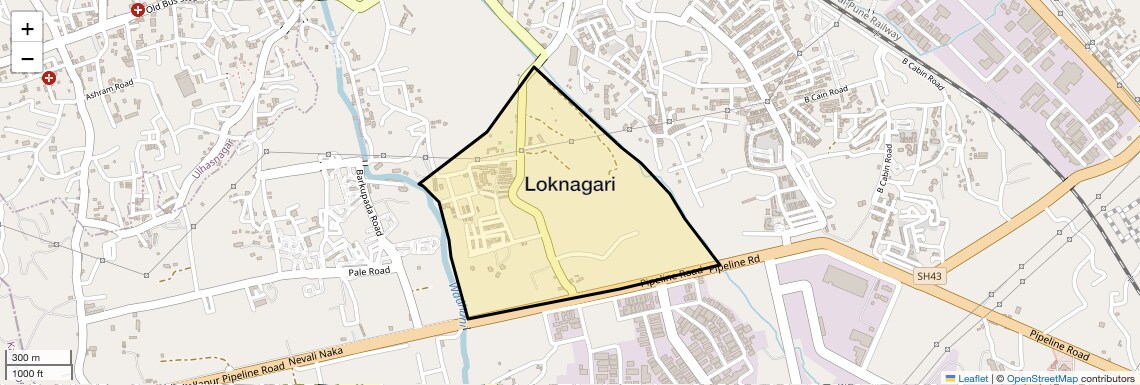 Location Map of Loknagari, Thane