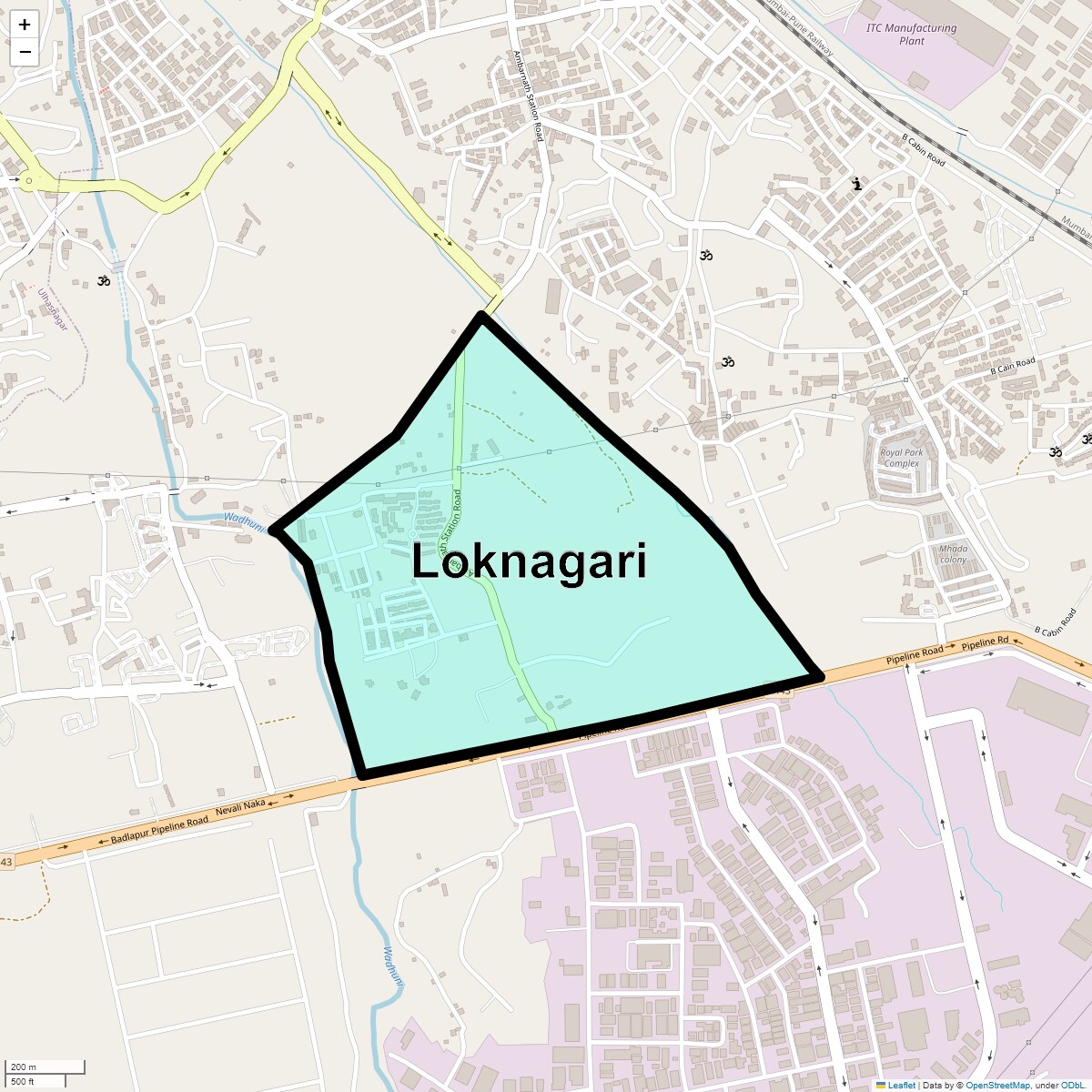Location Map of Loknagari, Thane