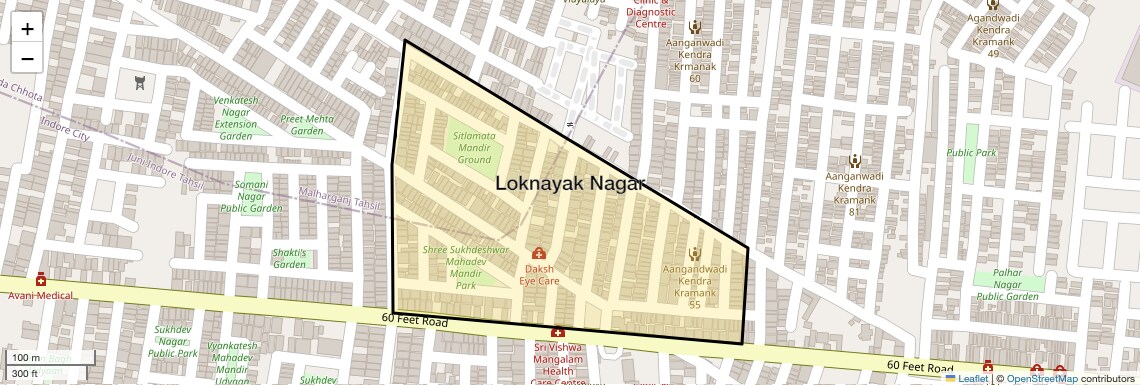 Location Map of Loknayak Nagar, Indore