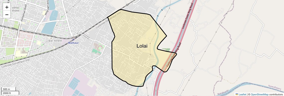 Location Map of Lolai, Lucknow